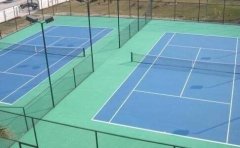 武汉市武珞路中学网球场硅PU球园地坪施工